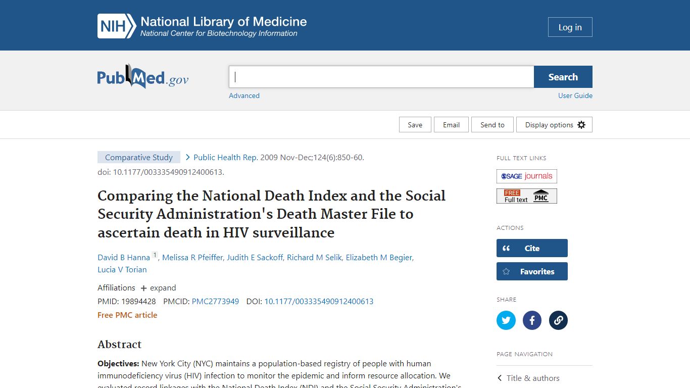 Comparing the National Death Index and the Social Security ...