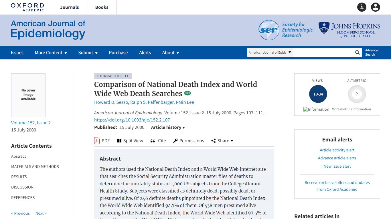 Comparison of National Death Index and World Wide Web Death Searches ...