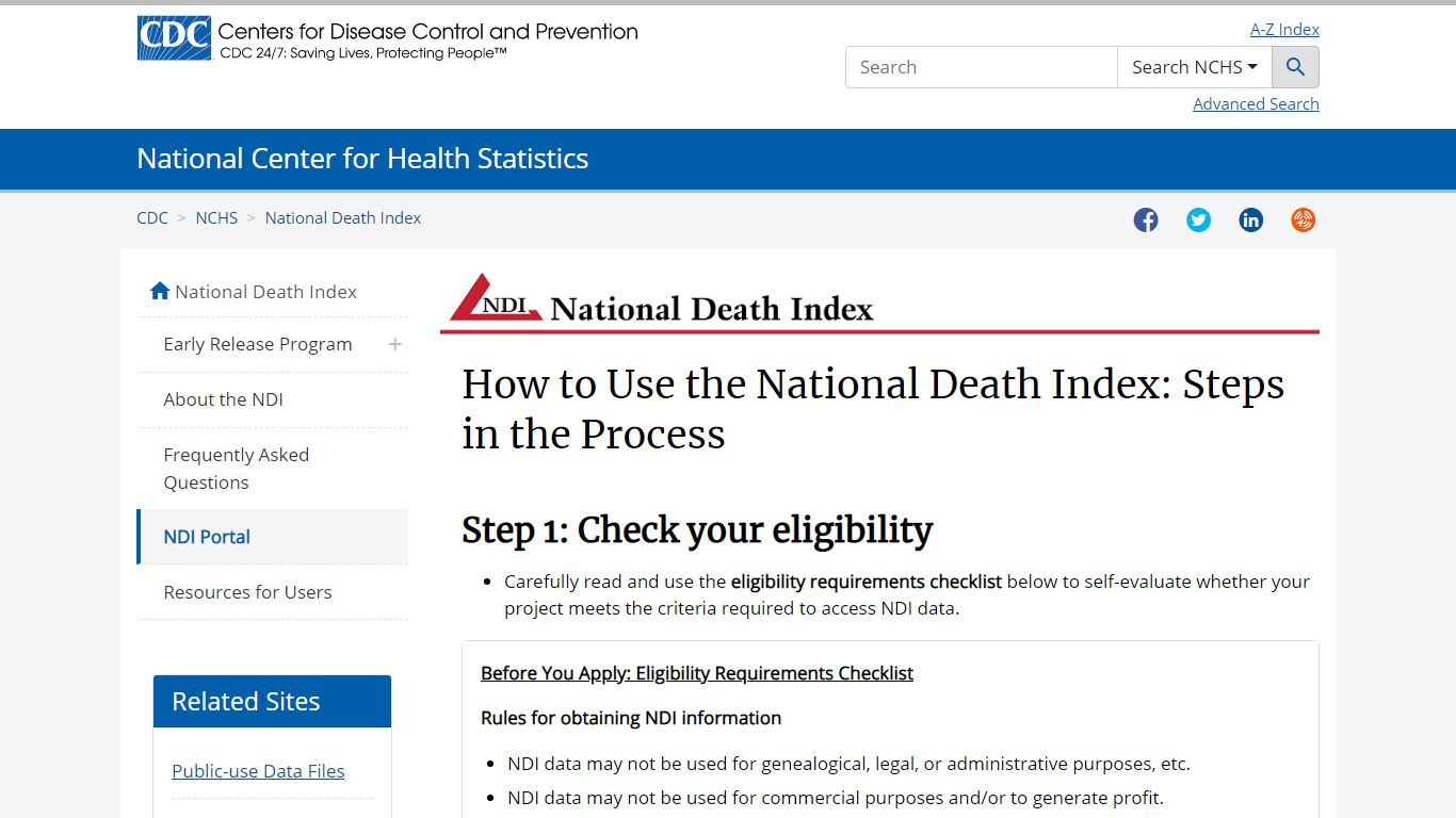 How to Use the National Death Index: Steps in the Process